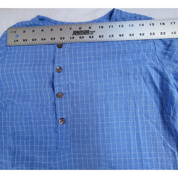 Tancredi & Morgen Womens Blue Checked Long-Sleeve Button-Up Shirt Blouse Medium - Picture 5 of 7